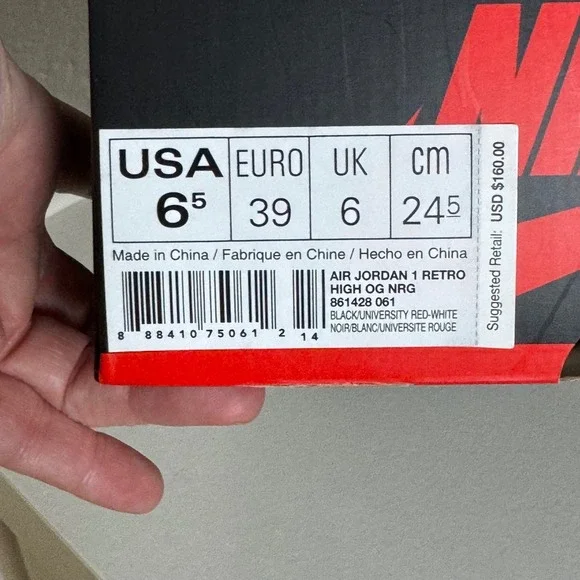 Nike Air Jordan 1 OG NRG Homage to Home Mens Sneakers Size 6.5 - Picture 16 of 16